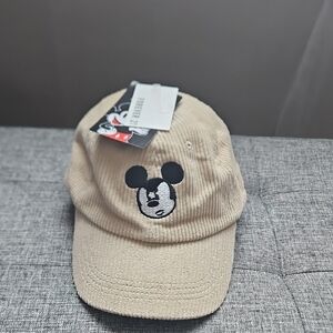 Disney & Forever 21 Colab Beige Corduroy Baseball Cap with Mickey Mouse